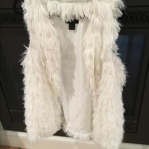 White faux fur vest
